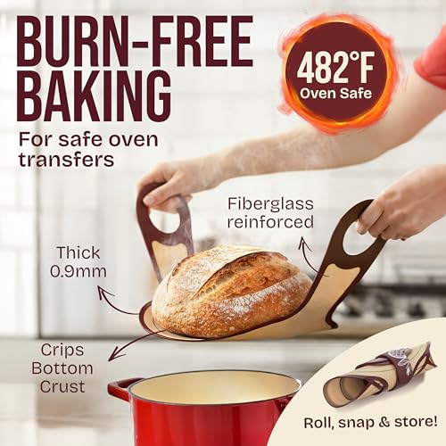 Image of Superbaking Banneton Bread Proofing Basket Set with Silicone Dough Sling, 9 inch Splinter-Free Proofing Basket, Non-Stick Dutch Oven Liner, Sourdough Starter Kit, Sourdough Bread Baking Supplies & Tools