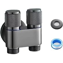 1-In-2-Out Dual Control Valve, Toilet Faucet Dual, G1/2 Double Control Washing Machine Faucet NO.49Gray