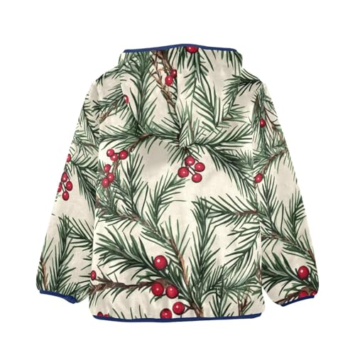Christmas Tree Branches Girls Fleece Jacket Girls Fall Jacket Girls Zip Up Hoodie Girls Sherpa Jacket 2-10T2