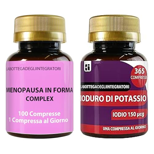 Set di Integratori Menopausa 100 Compresse e Iodio 150 mcg 365 Compresse | Kudzu e Trifoglio Rosso Ricchi in Isoflavoni| Metabolismo, Peso, Rilassamento, Vampate | Metabolismo e Tiroide
