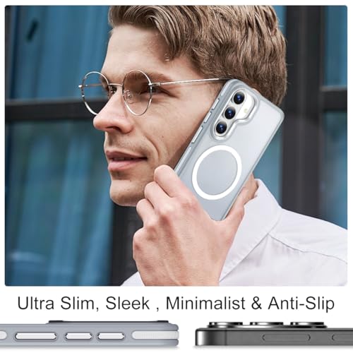 Image of MALEWOLF Case for Samsung Galaxy S26 Plus, Compatible with Magsafe, Translucent Cover [Military Grade Shockproof] [Anti-Slip Edge], Color Hybrid Magnetic Case for Galaxy S26+ (Grey /White)