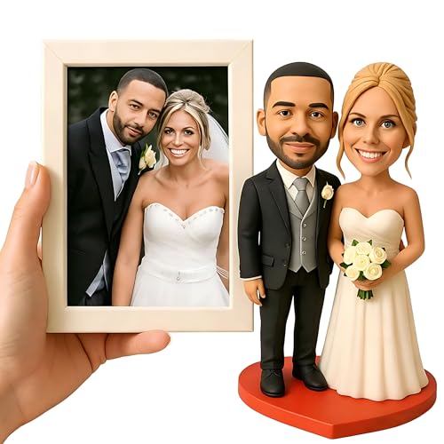 Anliv Art Custom Bobblehead,Personalized Figurine for Single, Couple, Bride & Groom, Anniversary,Cake Topper,Trio – Unique Keepsake for Weddings and Home Décor (Proof Provided Prior to Completion)