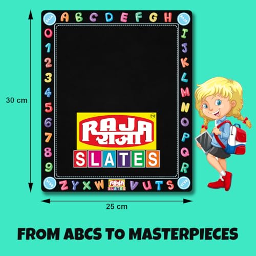 Image of TOKYODO Pre-Printed Rewriting Slates Chalk Board for Kids, Double Sided Writing Learning Black Board, with 4 Letter Spelling Cards (Pack of 3, Space)