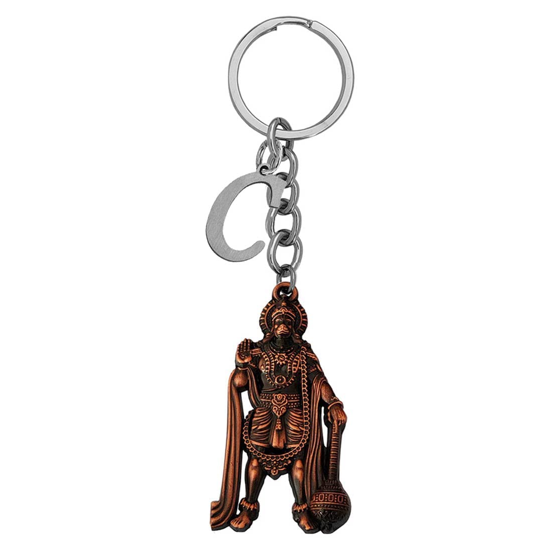 M Men Style Religious Lord Hanuman Pawanputra Bajrang Bali With Initial Letter Alphabet - C Copper Zinc And Metal Keychain For Men And Women SKey2022404