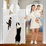 Reinforced 55' Extra Tall Cat Gate for Doorway - No Jumping Over/Crawling Under, Retractable Baby Gate for Cats Fits Openings up to 55' Wide, Retractable Dog Gate Indoor Tall Pet Gate for Stairs/White
