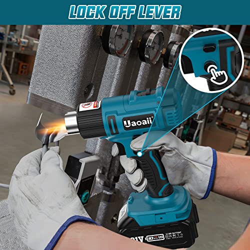 Cordless-Heat-Gun-Uaoaii-21V-Hot-Air-Gun-w-2x-40Ah-Rechargeable-Battery-4-Nozzle-Led-Light-Suitcase-2-Temp-Setting-Max-1022F550C-Heat-Gun-for-Crafts-Shrink-Tubing-Resin-Decorating