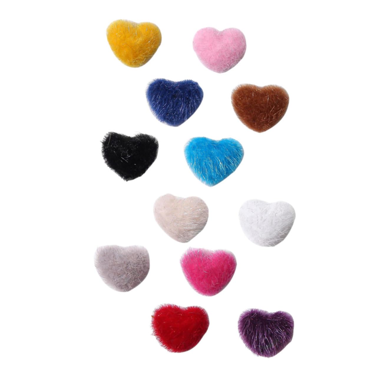 12Pcs Heart Shaped Plush Nail Art Accessory with Detachable Attachment