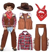 Latocos 7 PCS Kids Cowboy Costume for Boys Ages 3-10 Years Halloween Party Dress Up Role Play and...