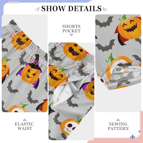 Pumpkin with Witch Hat Skull Boys Long Pants Soft Trousers Elastic Waist Kids Lounge Bottoms with Pockets S-XL4