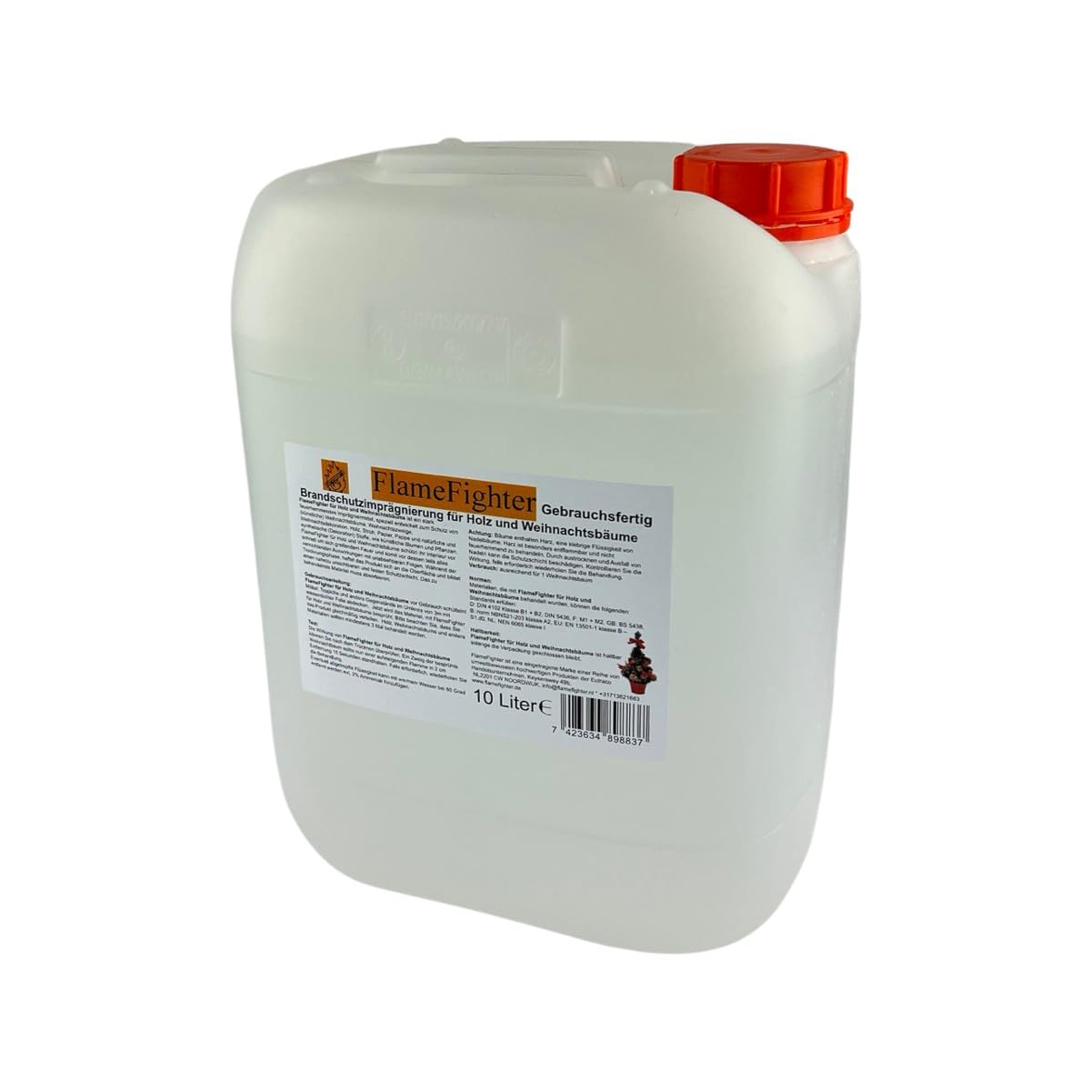 FlameFighter – 10 litros de impermeabilización contra incendios para madera, papel y árboles de Navidad, protección contra incendios, prueba de propagación del fuego, clase 1, posible DIN 4102 B1
