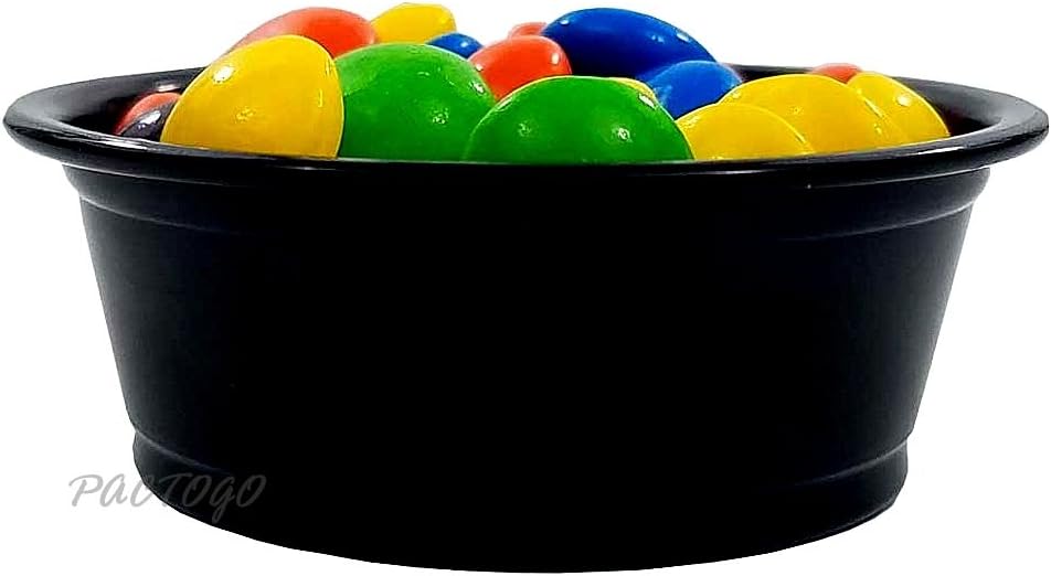Empress 1.5 oz. BLACK Plastic Disposable Portion Souffle Container Food Cups with Lids (Pack of 1000 Sets)
