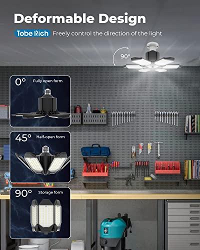 2-Pack Led Garage Lights, 200W 20000Lm Ultra Bright Shop Lights, 6500K Garage Led Lights Ceiling With 6+1 Deformable Panels, E26/E27 Led Light Bulbs For Garage, Workshop, Work Bench #TOP3