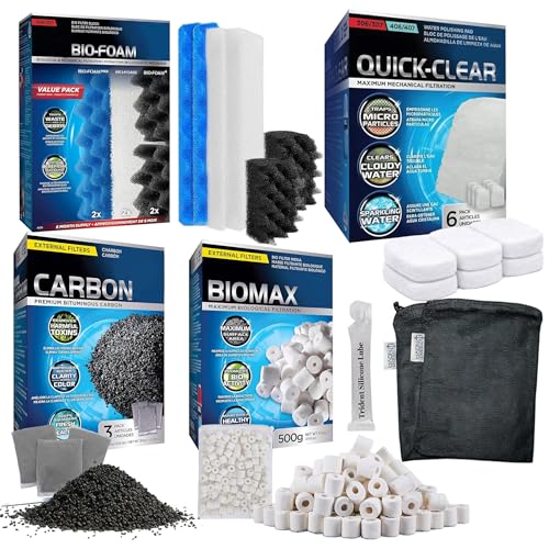 Image of Filter Media 306 /307 Filter Media Canister Filter Maintenance & Replacement Filter Media Kit, Including Trident Nova Mesh Bags(Quick Clear /Water polishing Pad, BioFoam, Activated Carbon, Biomax)
