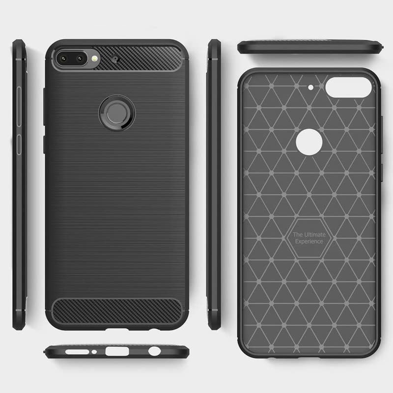 SmartPoint Carbon Fiber Back Cover Anti-Scratch Shock Absorption Cover for HTC Desire 12+ 6.0" - Black