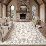 PureCozy Vintage Teppich Wohnzimmer 200x300cm Beige Waschbar Teppiche Rug