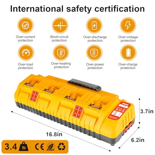 Bslite Substituição DCB104 para carregador de bateria Dewalt (Amarelo)