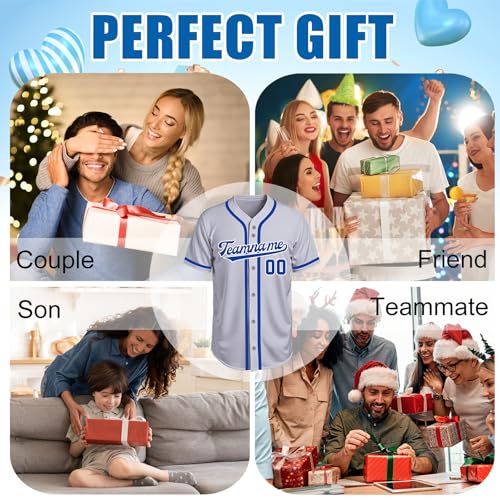 Image of Custom Baseball Jersey Personalized Stitched or Printed Name Number Baseball Shirt Sports Uniform Gifts for Men Women Youth