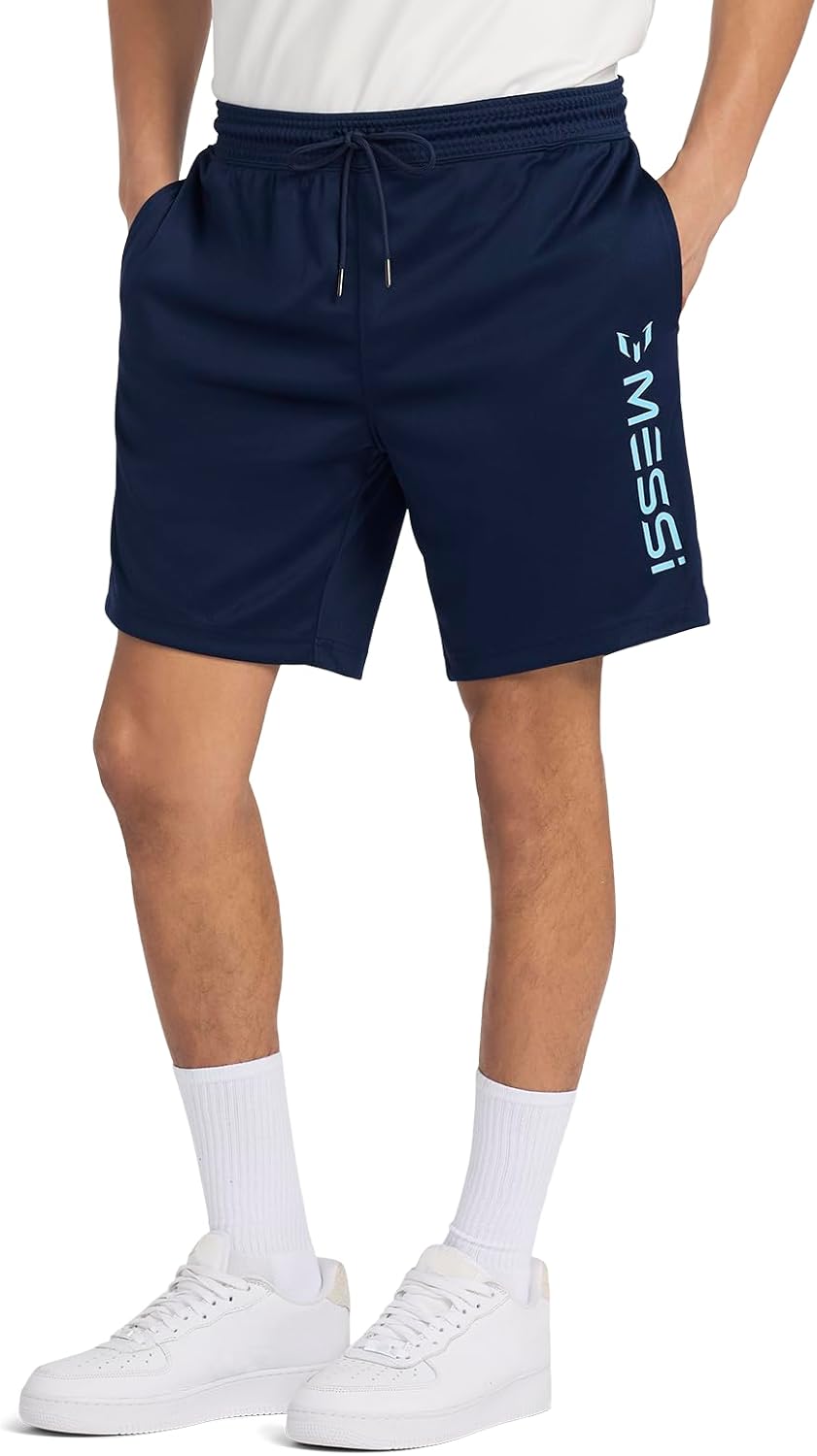 Messi Mens Lifestyle Vertical Icon Shorts with Drawstring, Comfortable Fit, 100% Polyester - Image 3