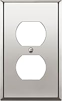 Vista 1 de ENERLITES Placa de pared de metal dúplex para receptáculos, cubierta de salida de acero inoxidable, resistente a la corrosión, tamaño de 1 banda