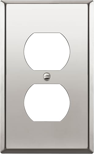ENERLITES Placa de pared de metal dúplex para receptáculos, cubierta de salida de acero inoxidable, resistente a la corrosión, tamaño de 1 banda,