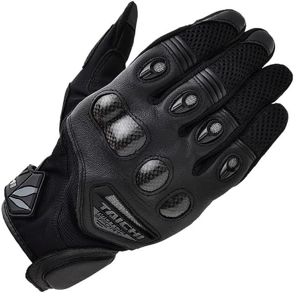 AEPRO - RST418 motorcycle carbon fiber leather touch screen gloves off-road motorcycle racing mesh breathable protective gloves (Black L)