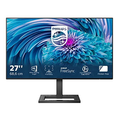 Philips 272E2FA - 27 Inch FHD Monitor, 75Hz, 1ms, IPS, AMD FreeSync, Speakers, Flickerfree, Frameless design (1920 x 1080, 350 cd/m², HDMI/VGA/DP)