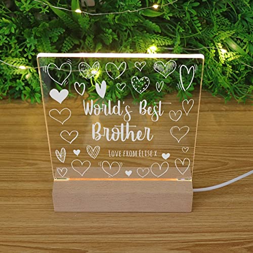 ukgiftstoreonline World's Best Brother Personalised Night Light LED Lamp Gift