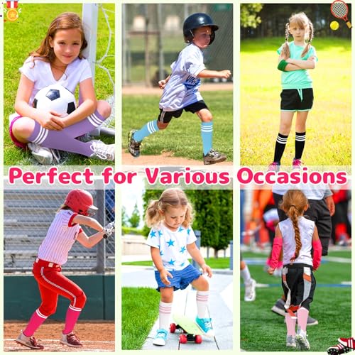 Olreco 4 Pack Kids Soccer Socks Toddler Baseball Socks Youth Boys Football Sock Boys Girls Softball Sock Athletic Accessories4