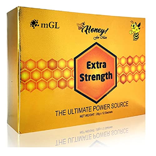 mGL Honey for Men Extra Strength - Golden Packaging - 12 Honey Packs for Men, 20g Each