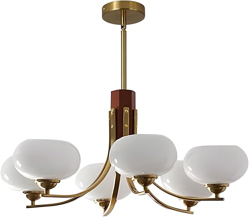 Miniatura 10 de BOKT Lámparas Colgantes de Techo Vintage de 6 Luces Araña Sputnik Dorada Lámpara Colgante Amarillo Leche Nórdica Arañas Sputnik de Mediados de Siglo