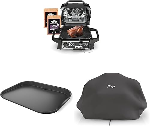 Miniatura 1 de Ninja OG751BRN Woodfire Pro - Parrilla y ahumador para exteriores con termómetro integrado, parrilla principal 7 en 1+placa de parrilla superior