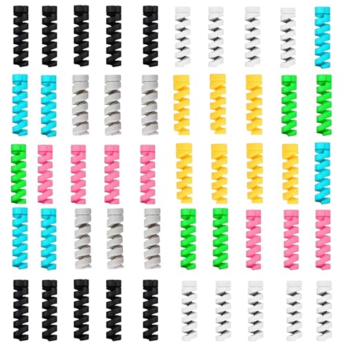 Sounce 50 Pcs Spiral Cable Protectors &amp; Wire Protectors Spring Wire for All Wired Accessories for USB Cable, Data Cable, Headphones, MacBook, Lapt