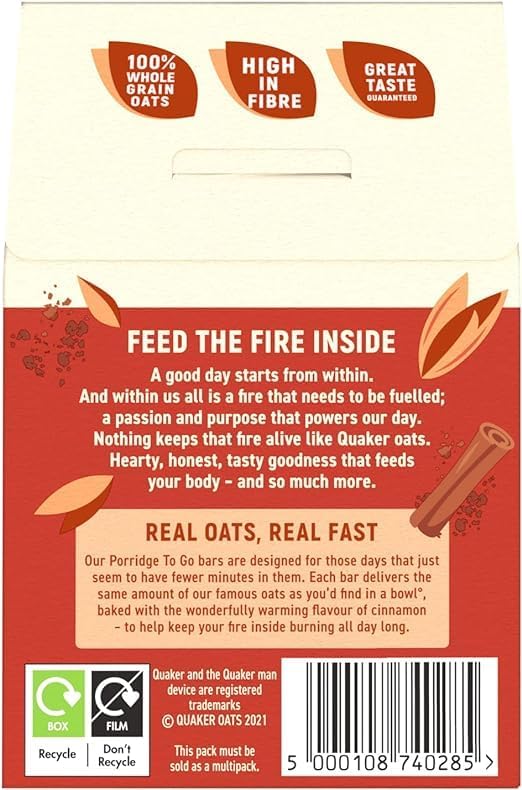 Avena Instantánea Quaker Cinnamon Squares, 55 g, Paquete de 6 miniatura 2