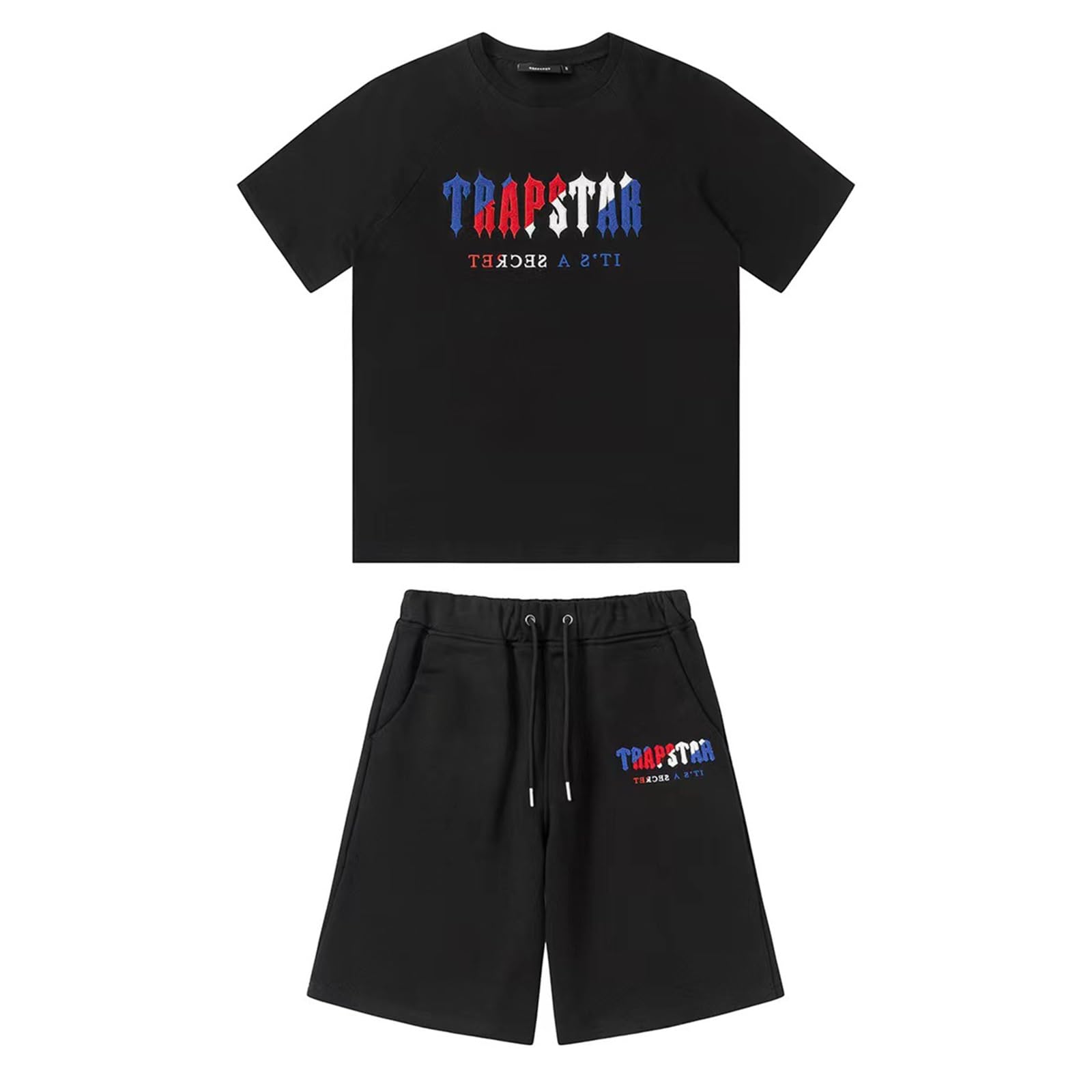 BOBORE Trapstar Camiseta de 2 piezas, Trapstar Algodón Pantalones Cortos Conjunto de Chándal Hombre, Traje De Ocio, Traje Deportivo Trapstar, Trapstar Shorts Verano Running Set Estampado T-shirt, Unisex