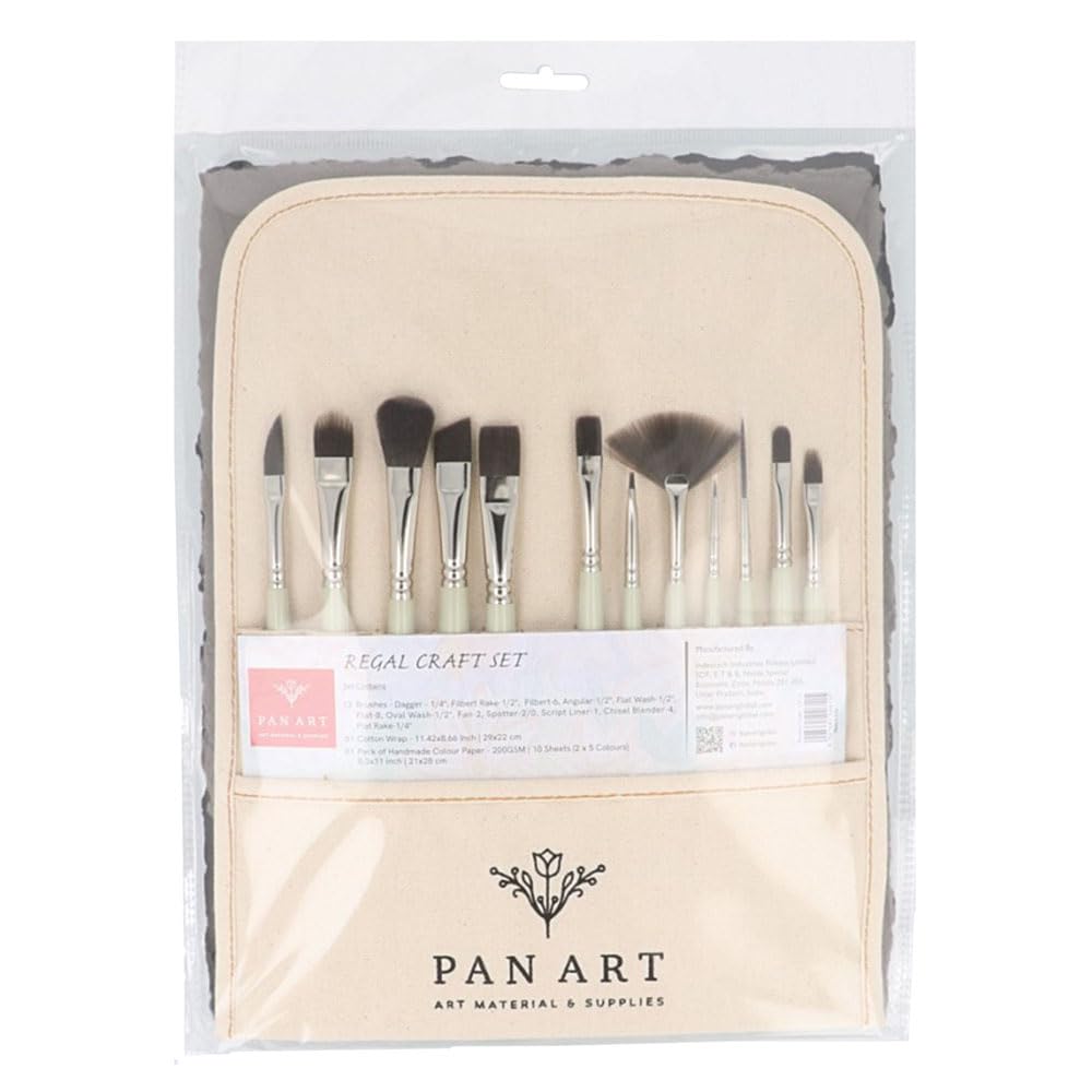 Set di Pennelli da Pittura Pan Art con Astuccio in Carta Fatta a Mano