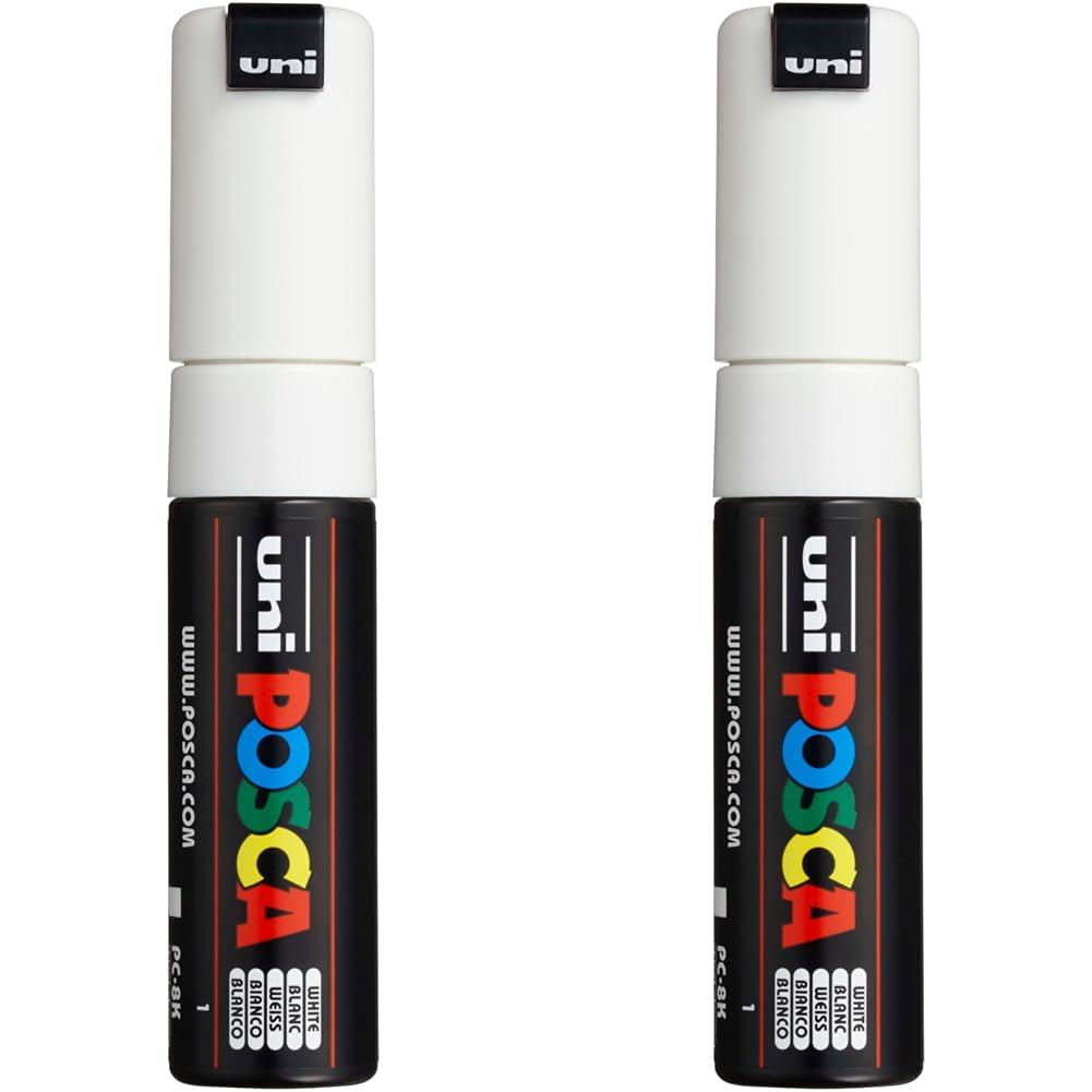 Uni-Ball Posca - Rotulador permanente, blanco (Paquete de 2)