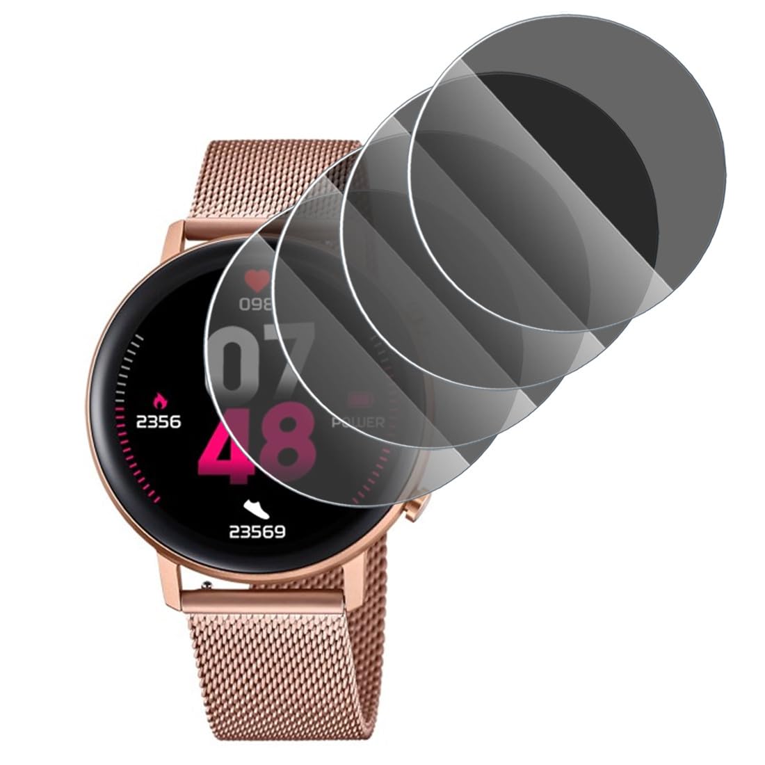 KARYLAX (4 piezas protector de pantalla antiespía de cristal flexible, antiarañazos, protector de privacidad para reloj inteligente Lotus SMARTIME 50036/1 (pack x4)