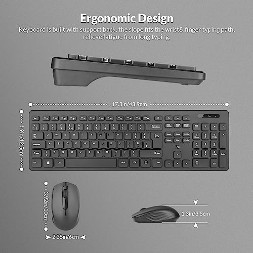 Rii Wireless keyboard and Mouse Set, RK200 Standard Full Size Wireless Keyboard and Mouse 104 Keys for Work Office Home UK Layout(AAA Batteries not Include) - Image 7