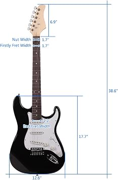 Lykos 6 Strings GST Rosewood Fingerboard Electric Guitar with Bag Shoulder Strap Pick Whammy Bar Cord Wrench Tool (Black)