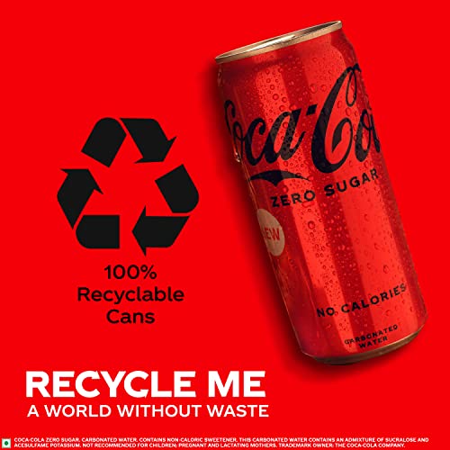 Image of Coca-Cola Coke Zero Sugar Cola Cold Drink | Soft Drink With No Calories | Zero Sugar Drink | Recyclable Can, 300 Ml (Pack Of 6)