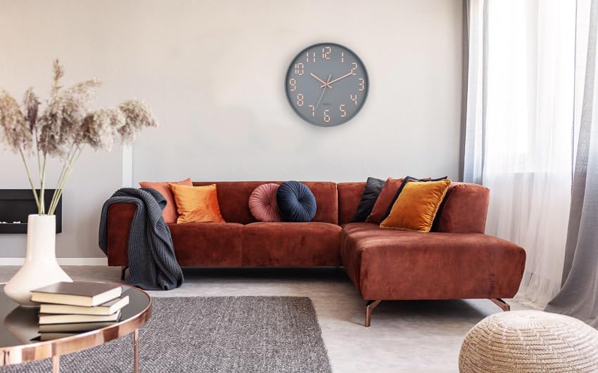 Image of SKYTONE Wall Clock 12 inch Silent Quartz Decorative Wall Clock Non-Ticking Classic Clock Round Easy to Read for Living Room, Bathroom, Kitchen, Office, School (Grey)