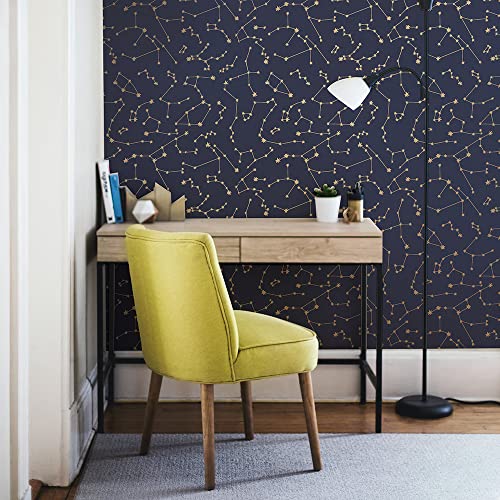 Novogratz X Tempaper Navy Constellations Removable Peel And Stick Wallpaper, 20.5 In X 16.5 Ft, Made In The Usa #TOP5