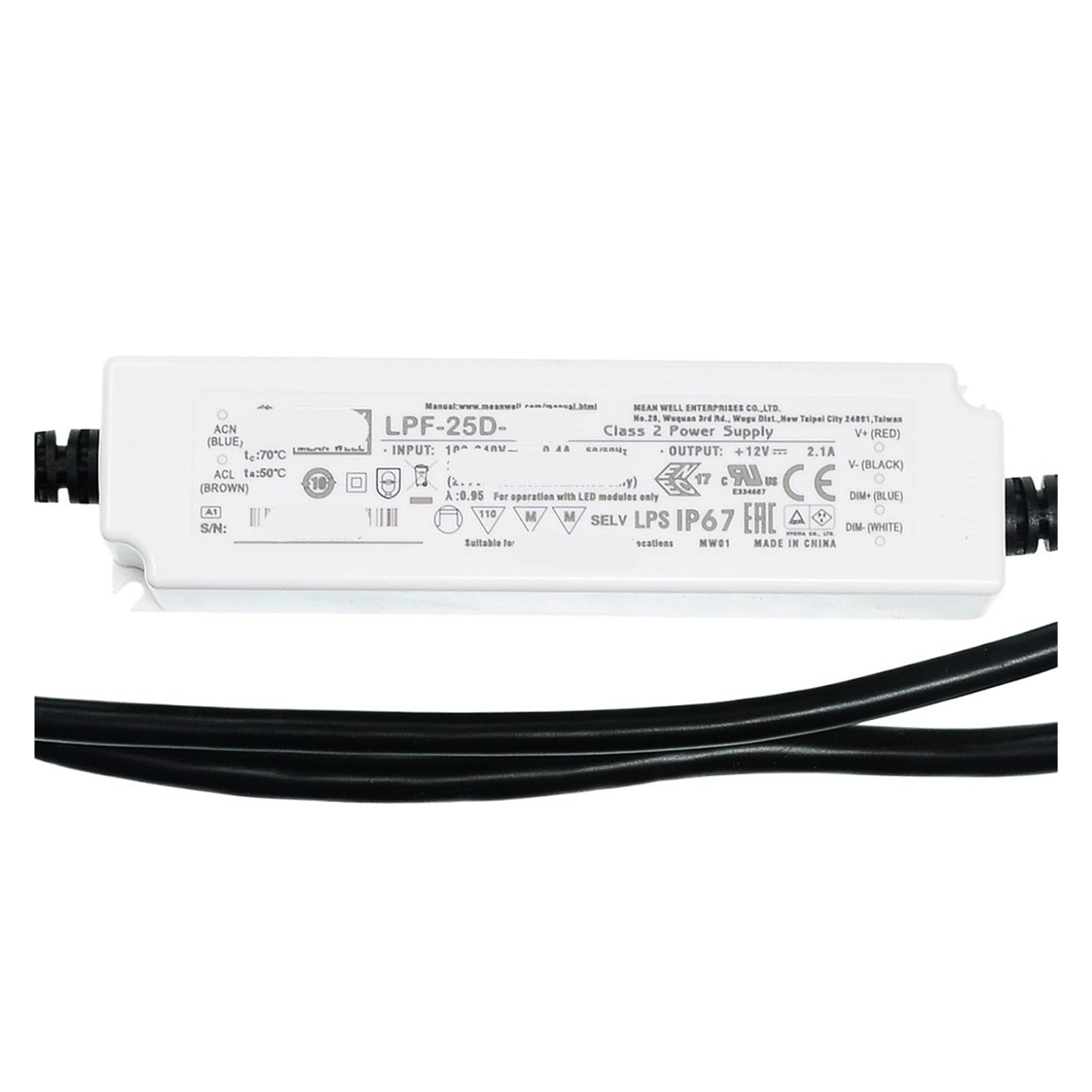 Alimentation LED LPF-25D-30 à courant constant 30V et gradation fluide linéaire