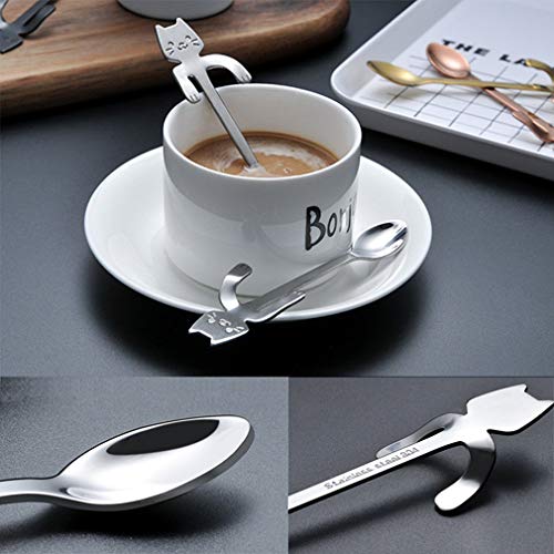 RuiChy 4pcs Cat Dessert Spoons Small Teaspoons Cute Stainless Steel Coffee Espresso Spoons for Tea Sugar Cake Ice Cream Tableware - Image 4