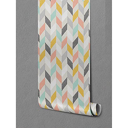 Papier peint pastel herringbone chevron pour rénover un mur abîmé - 5