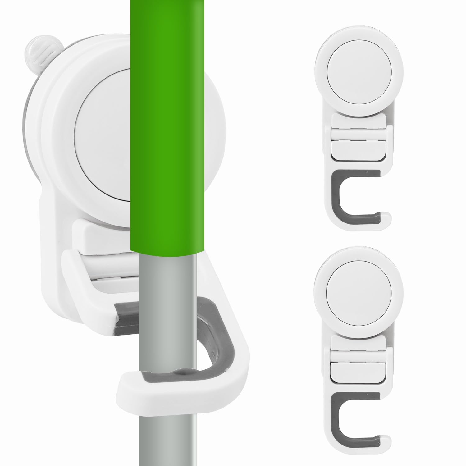 Soporte para trapeador de pared con ventosa, soporte para escoba, mango de trapeador, organizador de limpieza para el hogar, sin taladrar, soporta hasta 12-15 libras (paquete de 3)