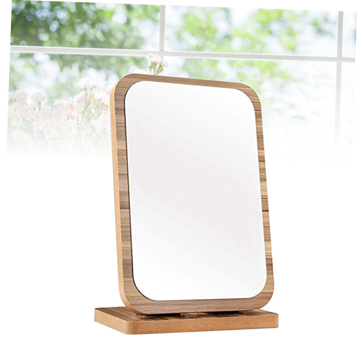 Espejo de Maquillaje Plegable de Madera Grande para Escritorio Espejo Cosmético Vertical con Diseño Sencillo y Área de Reflejo
