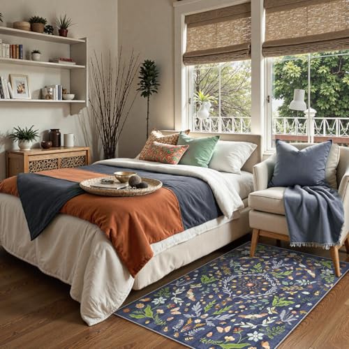 Tapete Lahome Chloe 3x5 Azul Oscuro Lavable miniatura 3