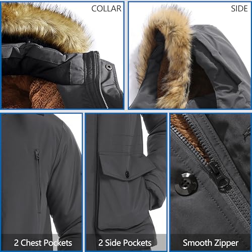 Image of JYG Men's Winter Thicken Coat Warm Puffer Parka Jacket with Faux Fur Removable Hood