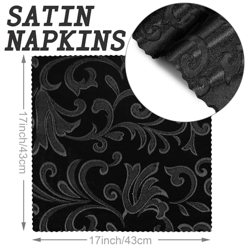 12 Servilletas de Satén Negro Jacquard 43x43 cm miniatura 3